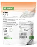 MSM Pulver - 1,1 kg (1100g) - 99,9% reines kristallines Methylsulfonylmethan - Meshfaktor 40-80 - Laborgeprüft - Organischer Schwefel - Vegan