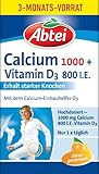 Abtei Calcium 1000 + Vitamin D3 – Für den Erhalt starker Knochen – Hochdosiert, Glutenfrei, Laktosefrei, Gelatinefrei – Vorratspackung – 90 Kautabletten für 3 Monate