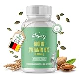 Vitabay Biotin Tabletten Hochdosiert 10.000 mcg - 200 Vegane Tabletten - Hochdosierte Biotin für Haare, Haut & Nägel - Biotin B7 10mg pro Tagesdosis - Vitamin B7 und Vitamin H - Biotin Haar Vitamine