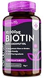 10000-µg-Haar-Wachstum-Nahrungsergänzungsmittel von Biotin (Hohe Potenz); mit Kokosnuss-Öl für bessere Absorption; unterstützt normales Haarwachstum, Wartung von normaler Haut und Nägel