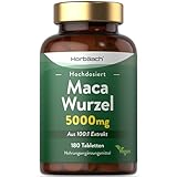 Maca Root 5000mg | 180 vegane Tabletten (keine Kapseln) | Peruvian Maca Wurzel Hochdosiert | by Horbaach