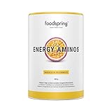 foodspring Energy Aminos Maracuja – Pre-Workout-Drink, pflanzliche BCAAs, hochdosiertes Koffein, Vitamine C, B3, B12 – 400g