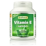 Vitamin E, 200 iE, vegan, 120 Kapseln - schützt Zellen vor oxidativem Stress. OHNE künstliche Zusätze. Ohne Gentechnik. Vegi-Kapseln, vegan.