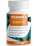 Vitamin B Komplex 365 Tabletten - B Komplex mit B12 - alle 8 B-Vitamine (B1, B2, B3, B5, B6, B7, B9, B12) + Co-Faktoren Cholin & Myo-Inositol, laborgeprüft mit Zertifikat, vegan