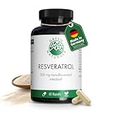 Resveratrol (60 Kapseln á 500mg) aus Hefe - Österreichische Herstellung - 100% Vegan & Ohne Zusätze - Vorrat für 2 Monate