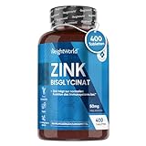 Zink - 400 vegane Tabletten - 1+ Jahr Vorrat - Für Fruchtbarkeit, Reproduktion, Immunsystem, Haut, Haare, Nägel & Stoffwechsel - Zink Bisglycinat (Zink Chelat) - Hohe Bioverfügbarkeit - WeightWorld