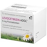 LEVOCETIRIZIN-ADGC® 5mg - 100 Stück - Allergie-Tablette mit vergleichbaren Ergebnissen wie Cetirizin bei halber Dosierung - zur Therapie von Allergiebeschwerden wie Heuschnupfen und Nesselsucht