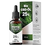 Bio CBD Öl 25% Vollspektrum - Bio Hanf CBD Tropfen mit 2.500 mg Cannabidiol - Hemp-Complete Cannabisöl - 10 ml