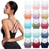 Generisch Amazon gutschein, BHS Frauen mit bügel, Damen Sport BH Gepolstert Crossback Yoga Sports Bra Spaghettiträger Rücken Verkreuzt Gerippt Bustier Komfort Nahtlose Top-BH, Black Friday Frauen