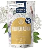 Holunderblütentee Monte Nativo (200 g) - Holunderblüten schonend getrocknet zur jeder Zeit - 100% rein und natürlich - Holundertee für Kräutertee oder als Tee Geschenk - Früchtetee