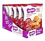 Novo Nutrition | Protein Chips | BBQ | Gesunder herzhafter Snack mit hohem Proteingehalt, wenig Zucker und vielen Ballaststoffen | Für Veganer geeignet | Verpackung mit 6 x 30 g