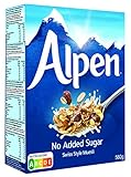 Alpen No Added Sugar (1 x 560 g) – gesundes Frühstück im Schweizer Stil – Leckere Cerealien mit vielen Ballaststoffen und ohne Zuckerzusatz – Nutri-Score A