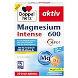 Doppelherz Magnesium 600 Intense DEPOT - 600 mg hochdosiertes Magnesium + 1000 I.E. Vitamin D pro Tablette - 30 DEPOT-Tabletten
