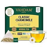 VAHDAM, Classic Chamomile Kräutertee Beutel (100 Teebeutel) Koffeinfrei | 100% Natürliche Zutaten | Kamillen tee | Kräutertee Mit Blumengeschmack