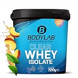 Bodylab24 Clear Whey Isolate 720g Pfirsich-Eistee, Eiweiß-Shake aus bis zu 96% hochwertigem Molkenprotein-Isolat, erfrischend fruchtiger Drink, Whey Protein-Pulver kann den Muskelaufbau unterstützen