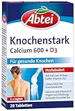 Abtei Knochenstark Calcium 600 + D3 - hochdosiert - Nahrungsergänzung für gesunde Knochen - glutenfrei, laktosefrei, für Vegetarier geeignet - 1 x 28 Filmtabletten NEU