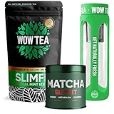 WOW TEA: Premium Matcha Slimfit Tee und Minze Slimfit Tee mit Grüntee-Infusionsflasche