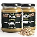 Planet Plant-Based Bio Tahini Natur / 2er Pack (2x250g) / Cremig Sesampaste/Mit Gerösteten, Ungeschälten Sesamsamen/Vegan & Glutenfrei/Ideal für Hummus, Dressings & Soßen