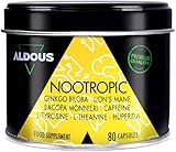 Natürliches Nootropic | 80 Kapseln mit je 800 mg | Gedächtnis, Konzentrations Kapseln | Mehr Energie | Ginkgo Biloba, Löwenmähne, Koffein, Bacopa Monnieri, Tyrosin, Theanin, Huperzia | Made in EU