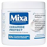 Mixa Ceramide hautstärkende Creme mit 10% pflanzlichen Glycerin, Squalan und Ceramide für sehr trockene & beanspruchte Haut Feuchtigkeitsspendend ,für die ganze Familie, Ceramide Protect, 400 ml