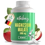 Vitabay Magnesium Malat Hochdosiert 1000mg 180 Tabletten VEGAN - Magnesium Hochdosiert Kapseln Magnesium Malate - Magnesiummalat Hochdosiertes Magnesium Magnesiummalate - Magnesium Malate 1000mg