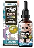 Omega-3 Vegan für KINDER (50 ml) - DHA & EPA - Omega-3-Algenöl mit 250 mg DHA und 130 mg EPA pro Tag - leckerer Orangen-Geschmack - laborgeprüft mit Zertifikat - Vorrat für 62 Tage - 100% vegan