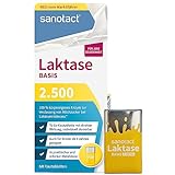 sanotact Laktase 2.500 BASIS (50 Laktasetabletten) • Laktose Tabletten mit Sofortwirkung • Bei Laktoseintoleranz, Laktose- & Milchunverträglichkeit • Für individuelle Dosierung