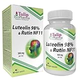 Tulip BioPharma Luteolin 98% + Rutin 90 vegane Kapseln, Drittanbieter-Labor getestet, hochfest, gluten- und gentechnikfrei