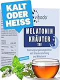 Vihado Kräutertee mit Melatonin - Melatonin Tee im Stick, Tassenfertig - mit Melatonin, Pfefferminz und Lavendelblüten - Nacht Tee (30 Sticks)
