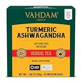 VAHDAM, Kurkuma Ashwagandha SUPERFOOD Kräutertee (15 Teebeutel) Indiens alte Mischung aus Kurkuma & Gartenfrischen Gewürzen | Kurkuma Tee