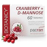 BOTANICY Cranberry + D-Mannose - Unterstützt Blase & Harnwege - PACRAN® Cranberry-Pulver, Vitamin C und D3, Kürbissamen & Löwenzahnwurzel Extrakt - 60 Cranberry Tabletten