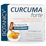 BOTANICY Curcuma forte - Flüssiges NovaSOL Curcumin plus Vitamine C und D - Hochdosiert, Hohe Bioverfügbarkeit - 30 Kurkuma Kapseln