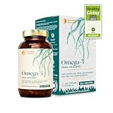 Veganes Omega 3 aus Algenöl | 120 hochdosierte Kapseln für 4 Monate | Eine Kapsel täglich zur Unterstützung der normalen Hirn, Augen & Herzfunktion | laborgeprüft auf Reinheit