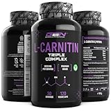 L-Carnitin Triple Komplex - 3000 mg je Tagesportion - Premium: Komplex aus Acetyl-l-carnitin, L-Carnitin Tartrat & Carnitin Fumarat - 120 Kapseln - Hochdosiert - Vegan