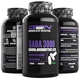 GABA - 180 Kapseln mit 750 mg - Hochdosiert mit 3000 mg pro Tagesportion - Gamma 100% Aminobuttersäure -Aminosäure - Vegan - Premium Qualität - German Elite Nutrition