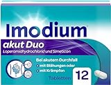 IMODIUM® akut Duo – Unsere Kompletthilfe bei akutem Durchfall – Lindert zusätzlich Blähungen oder Krämpfe - 12 Tabletten