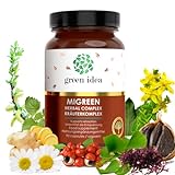 Green idea - Migreen - Kopfweh Tabletten mit Mutterkraut, Weidenrinde, Magnesium, Vitamin B - Migräne Komplex 100% natürlich - keine Nebenwirkungen - 90 Kaps