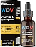 WOV® Vitamin A Hochdosiert Tropfen 60 ml (2000 Tropfen) echtes Vitamin A (Retinylpalmitat) in MCT-Öl gelöst für schöne Haut - ohne unnötige Zusätze - Laborgeprüft & in Deutschland produziert