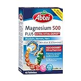 Abtei Magnesium 500 Plus Extra-Vital-Depot - hochdosiert - mit allen B-Vitaminen - für Muskeln, Nerven und Herz - vegan - 42 Tabletten