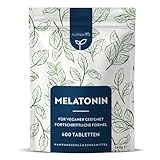 Melatonin Hochdosiert - 400 Tabletten - 0,5 mg Melatonin pro Tagesdosis - Reines Melatonin Schlaftabletten mit Kamille und Lavendel - Fördert den gesunden Schlaf - Laborgeprüft & Vegan - Nutravita