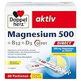 Doppelherz Magnesium 500 + B12 + D3 DIRECT mit DEPOT-Funktion - Magnesium als Beitrag für die normale Funktion der Muskeln und des Nervensystems - 60 Portionen Micro-Pellets mit Zitronen-Geschmack