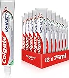 Colgate Zahnpasta Komplett 8 in 1 12x75 ml | Für natürlich weiße Zähne | 8 Vorteile für deine tägliche Mundpflege | Kariesschutz | Zahnschmelzschutz | Zahnaufhellung | Zahnreinigung