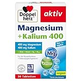 Doppelherz Magnesium + Kalium 400 – Magnesium und Kalium als Beitrag für die normale Muskelfunktion – 30 Tabletten