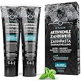 Unnis Aktivkohle Zahnpasta Zahnaufhellung 2 Pack Natürliche Zahnpasta Kohle Zahncreme Zahnaufhellung Aktivkohle für Weiße Zähne Activated Teeth Whitening Toothpaste