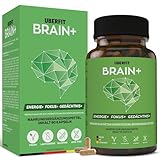 UberFit® BRAIN+ Kapseln für Konzentration und Gedächtnis [PREMIUM-QUALITÄT] - mit Cholin, Bacopa Monnieri, Ginseng, Ginkgo, Q10, Koffein, Vitamin B5, B12 uvm (90 vegane Kapseln)