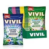 VIVIL Hals-und Hustenbonbons, 15 Beutel, Mix Kräuterbonbons mit Salbei, Eukalyptus-Menthol, Kräuter Mint, Zitronenmelisse und Extra Stark, zuckerfrei, vegan & glutenfrei, 15 x 120g