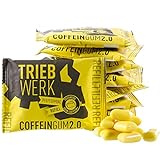 TRIEBWERK Koffein Kaugummi, 50mg Koffein pro Gum, Pfefferminz-Geschmack, 100 Stück, Vitamin B12 (10x Refill)