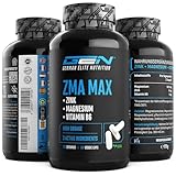 ZMA MAX - 180 Kapseln - Extra hochdosiert - Zink + Magnesium + Vitamin B6 - Premium: Mit 3 Magnesiumverbindungen - Laborgeprüft - Vegan