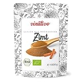 vinativo Zimt BIO – Ceylon aus Madagaskar – 1kg – Pulver – fein gemahlen und schonend getrocknet– bio Rohkost-Qualität – zum Backen oder Würzen – aus kontrolliert biologischem Anbau