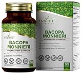 Ezyleaf Brahmi Kapseln 500mg Bacopa Monnieri 50% Bacoside | 120 Brahmi Kapseln | Bacopa Monnieri Extract, Ayurveda, Brahmi Pulver | Vegan, Gentechnik-, Allergen- & Glutenfrei | Hergestellt in GB